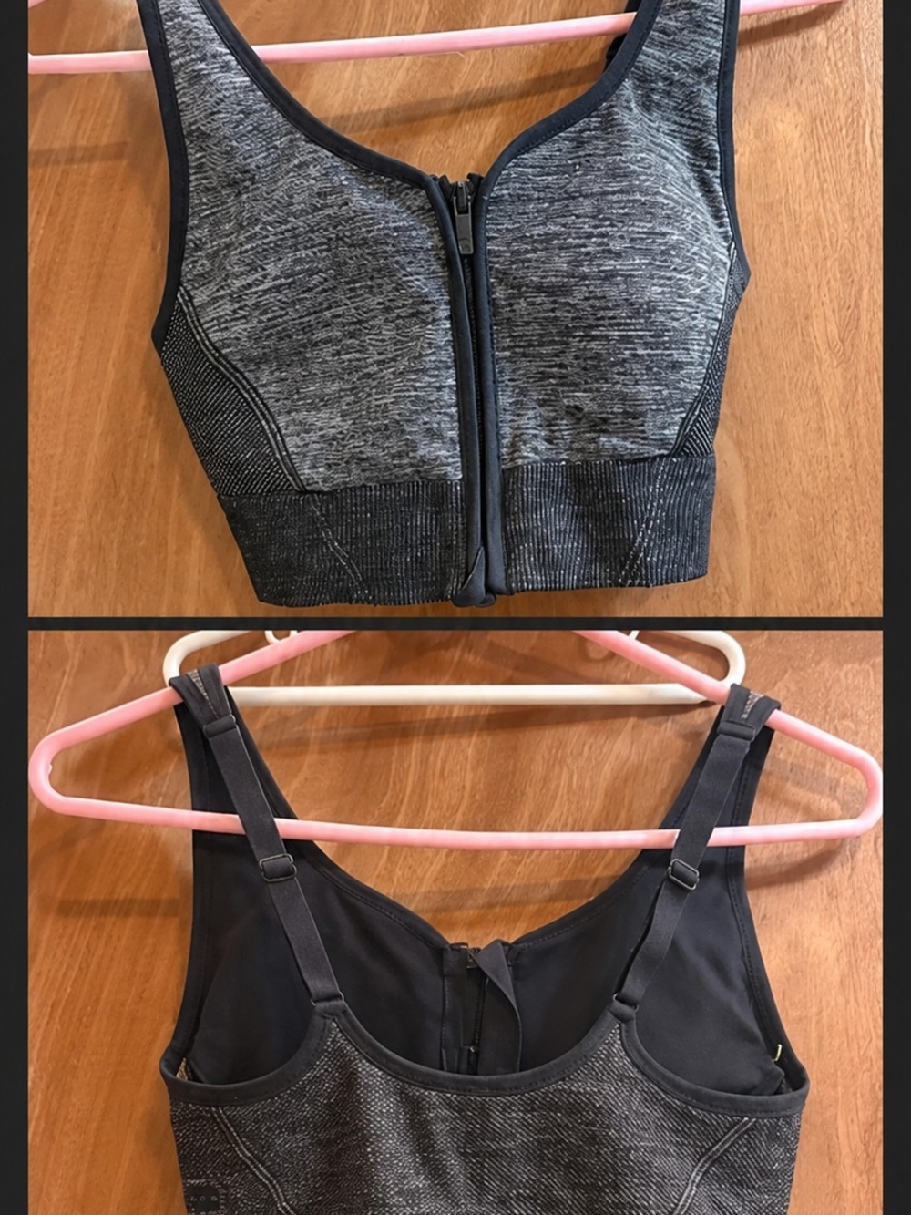 all in motion Gray Heather Front-Zip Athletic Sports Bra